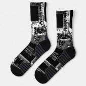 白黒プリント回路基板ギーク電子 ソックス (左)
