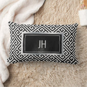 白黒プリント ランバークッション (ブランケット)