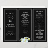 白黒プルメリア結婚式 プログラムテンプレート (正面/裏面)