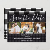 白黒プレイドのチェック写真の保存日付 (正面/裏面)