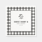 白黒プレイドギンガムベビーQベビーシャワー スタンダードカクテルナプキン (正面)