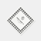 白黒プレイドギンガムベビーQベビーシャワー スタンダードカクテルナプキン (角)