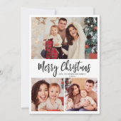 白黒プレイドスクリプト3数々の写真クリスマス シーズンカード (正面)