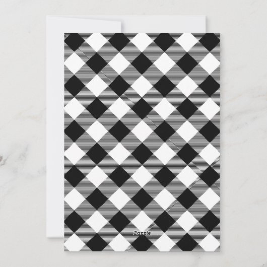 白黒プレイドスクリプト3数々の写真クリスマス シーズンカード (裏面)