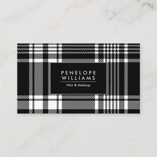 白黒プレイドタータンチェック 名刺 (正面)