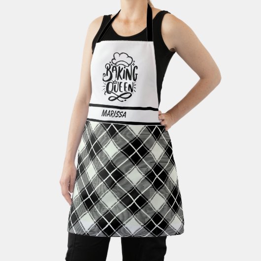 白黒プレイドネームベーキングクイーン エプロン (インサイチュ)