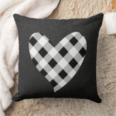 白黒プレイドハート装飾用クッション クッション (ブランケット)