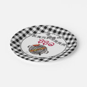 白黒プレイドバンティングバナーBBQパーティー ペーパープレート (アングル)