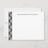 白黒プレイドパターン編集可能4.5x5.5 ノートカード (正面)