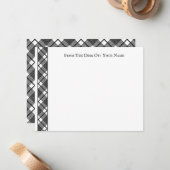 白黒プレイドパターン編集可能4.5x5.5 ノートカード (正面/裏面インサイチュ)