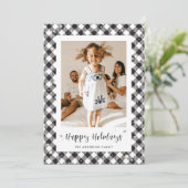 白黒プレイドフォトハッピーホリデーズカード シーズンカード (スタンド正面)