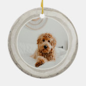 白黒プレイドポープリントペットフォトウッドスライス セラミックオーナメント (裏面)