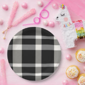 白黒プレイド紙プレート ペーパープレート (パーティー)