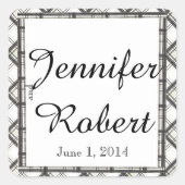 白黒プレイド結婚封筒用シール スクエアシール (正面)