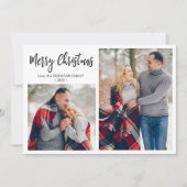 白黒プレイド2フォトコラージュクリスマス シーズンカード (正面)