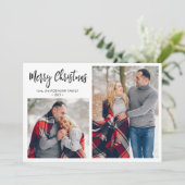 白黒プレイド2フォトコラージュクリスマス シーズンカード (スタンド正面)