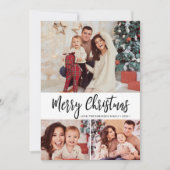 白黒プレイド3フォトコラージクリスマスカード シーズンカード (正面)