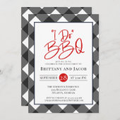 白黒プレイドI do BBQ婚約招待状 招待状 (正面/裏面)