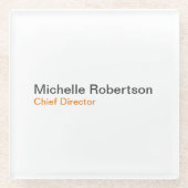 白黒プレーンのミニマリスト独自の名前を追加 ガラスコースター (正面)