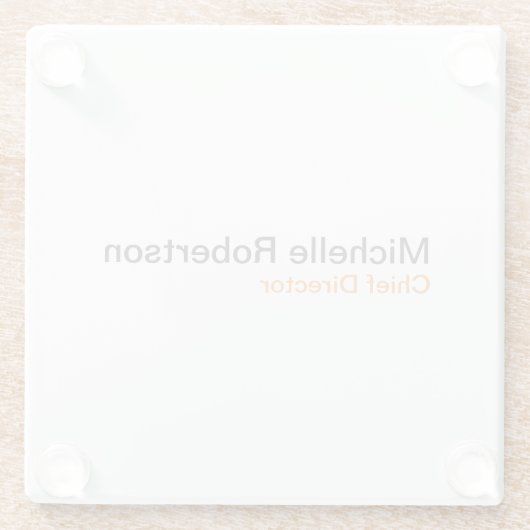 白黒プレーンのミニマリスト独自の名前を追加 ガラスコースター (裏面)