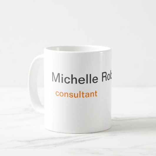 白黒プレーンのミニマリスト独自の名前を追加 コーヒーマグカップ (正面左)