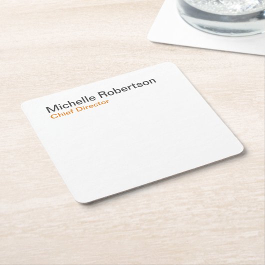 白黒プレーンのミニマリスト独自の名前を追加 スクエアペーパーコースター (アングル)