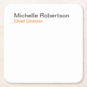 白黒プレーンのミニマリスト独自の名前を追加 スクエアペーパーコースター (正面)