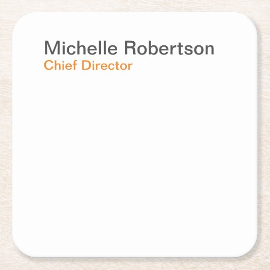 白黒プレーンのミニマリスト独自の名前を追加 スクエアペーパーコースター (正面)