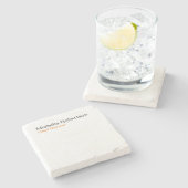 白黒プレーンのミニマリスト独自の名前を追加 ストーンコースター (横)