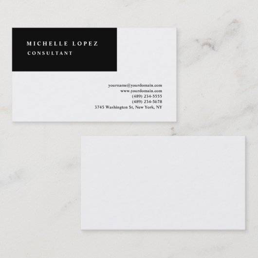 白黒プレーンクラシカルエレガントプロフェッショナル 名刺 (正面/裏面)