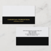 白黒プレーンモダンコンサルタントの名刺 名刺 (正面/裏面)
