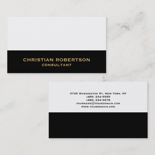 白黒プレーンモダンコンサルタントの名刺 名刺 (正面/裏面)