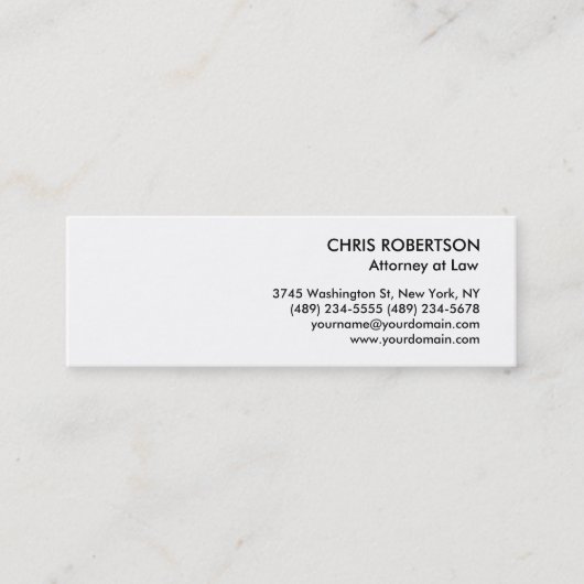 白黒プレーンSkinnyスリムサイズビジネスカード スキニー名刺 (正面)