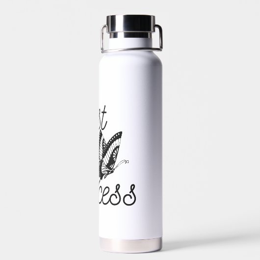 白黒プロセス蝶を信頼 ウォーターボトル (背面)