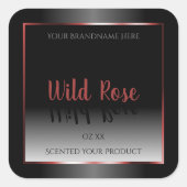 白黒プロダクトラベルのバーガンディ装飾フレーム スクエアシール (正面)