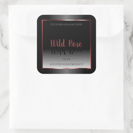 白黒プロダクトラベルのバーガンディ装飾フレーム スクエアシール (バッグ)