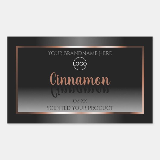 白黒プロダクトラベルバラ金ゴールドフレームロゴ 長方形シール (正面)