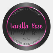 白黒プロダクトラベル華やかなピンクのフレーム ラウンドシール (正面)