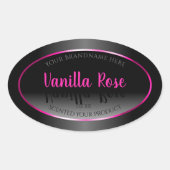 白黒プロダクトラベル華やかなピンクのフレーム 楕円形シール (正面)