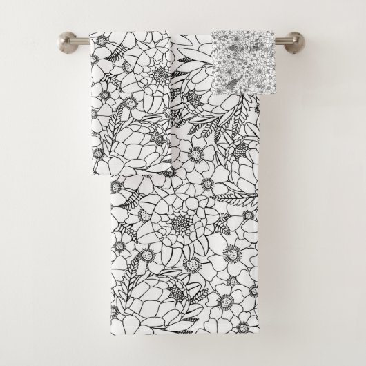 白黒プロテア野花園 バスタオルセット (インサイチュ)