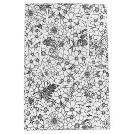 白黒プロテア野花園 ミディアムペーパーバッグ