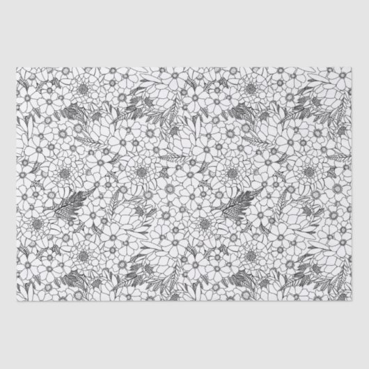 白黒プロテア野花園 薄葉紙 (正面)