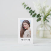 白黒プロファイルのヘッドショット写真 名刺 (スタンド正面)