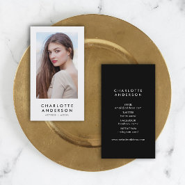 白黒プロファイルのヘッドショット写真 名刺