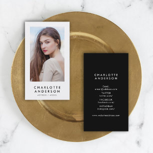 白黒プロファイルのヘッドショット写真 名刺