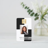 白黒プロフィール企業の写真ロゴQRコード 名刺 (スタンド正面)