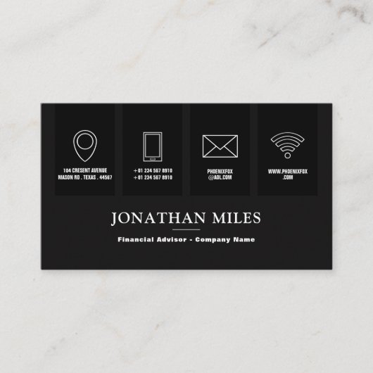 白黒プロフェッショナルアイコン名刺 エンクロージャーカード (正面)