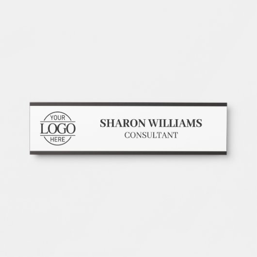 白黒プロフェッショナルカスタムビジネスロゴ サインプレート (正面)