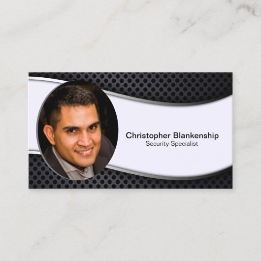 白黒プロフェッショナルカスタムフォトQRコード 名刺 (正面)