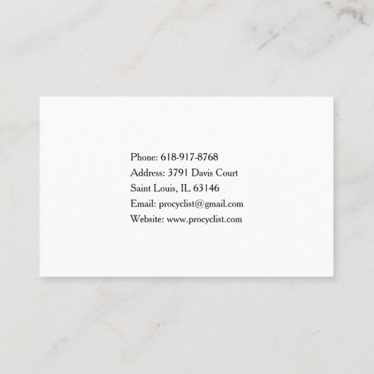 白黒プロフェッショナルサイクリスト 名刺 (裏面)